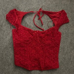 Garage Rodeo Bustier - red lace corset